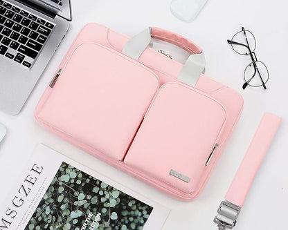 Lacdo 360° Protective Laptop Shoulder Bag, 16 inch Laptop Bag for 16 inch New MacBook Pro M4/M3/M2 /M1 Pro Max A3403 A3186 A2991 A2780 A2485 2024-2019, 15" Surface Laptop 7th Copilot+PC Computer, Pink