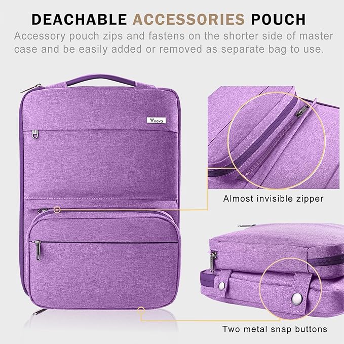 Voova Laptop Sleeve Case 13 14 Inch Compatible with MacBook Air 13 M2/3/4, MacBook Pro 13/14,13.5”Surface Laptop 4/5, 2 in 1 Waterproof Computer Bag with Detachable Accessory Pouch, Lavender