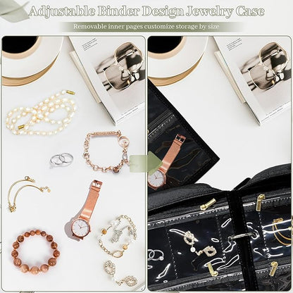 Travel Jewelry Organizer and Storage Case for Women, Travel Jewelry Storage with 36 Velvet Zipper Velvet Pouches, Portable Gift for Earrings Necklaces, Rings, Bracelet, Watch