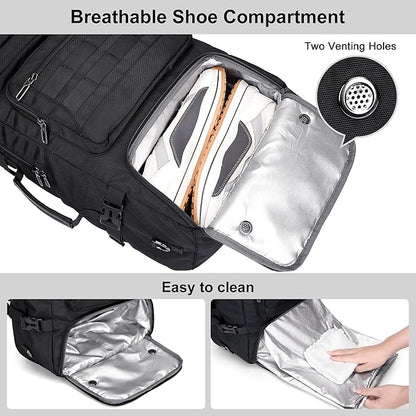 PIJUSHI Travel Backpack for Women Men Carry on Duffle Bag Backpack For Airplanes Luggage Rucksack with Shoe Compartment(PE048 Classic Black)