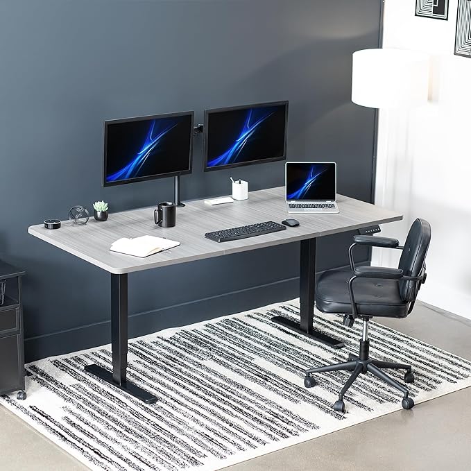 VIVO Electric 71 x 36 in Dual Motor Sit Stand Desk, Memory Height Adjustment, 2B Series, Dark Gray Top Black Frame, DESK-KIT-2B7G-36