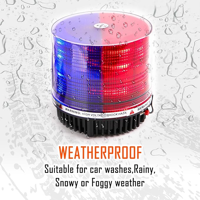 LE-JX Red and Blue Wireless Rotating Beacon Led Strobe Warning Light Roof Top Plow Hazard Flash Emergency Lights 12V with Magnetic Base Mount and Rechargeable Cigar Lighter Plug (Red/Blue, 18 LED)
