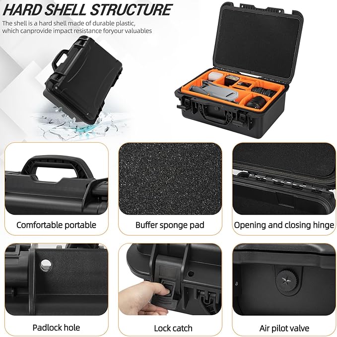 Protective Camera Case 16 X 10.6 X 5 Inch Shockproof Water-resistant with Adjustable Dividers (Can hold cameras, pistols, gear, equipment)