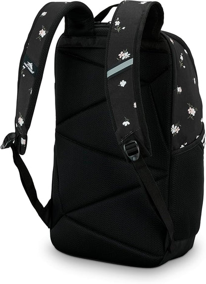 High Sierra Swoop SG Backpack, Travel or Work Laptop Bookbag with Drop Protection Pocket, and Tablet Sleeve, One Size, Floral/Black
