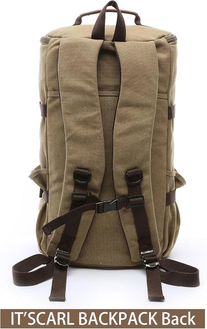 IT'SCARL Large backpack for men,Travel backpack,Carry on, Canvas big bag,Work back pack(khaki)