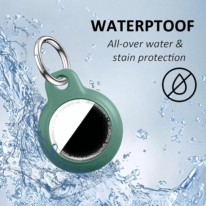 Upgrade for Airtag Holder Case with Keychain, Waterproof Anti-Scratch & Shock GPS Cover, Key Chain, for Airtags Accessories for GPS Item Tracker Cases for Backpacks, Bags, Pine Green