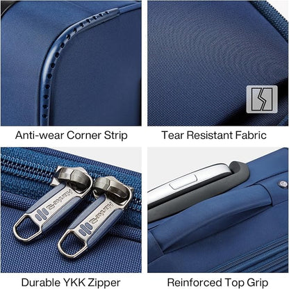 Hanke 24 Inch Luggage Expandable Softside Checked Suitcases with Spinner Wheels, Upright Rolling Luggage Suitcases Travel TSA Luggage Bag for Women Men(Blue)