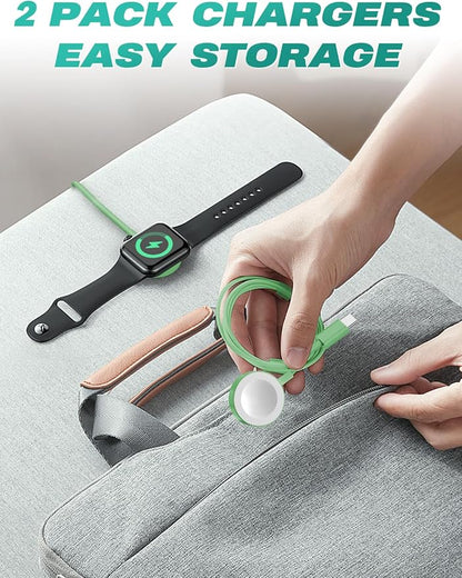 2Pack USB C for Watch Charger Magnetic Charger Wireless Portable Compatible with Watch Ultra2 Ultra Series 10/9/8/7/6/SE/SE2/5/4/3/2/1-[1m/Green]