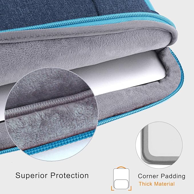 Voova Laptop Sleeve Case 15.6 Inch Compatible with MacBook Air 15 M2/M3/M4, MacBook Pro 15/16, 15-16" Hp Lenovo Dell Acer, 2 in 1 Waterproof Computer Bag with Detachable Accessory Pouch, Navy Blue