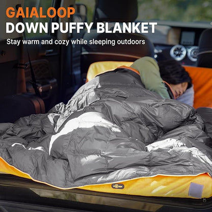 Down Puffy Blanket 80"x87", Light Gray