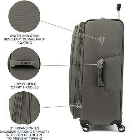 Travelpro Maxlite 5 Softside Expandable Luggage with 4 Spinner Wheels, Lightweight Suitcase, Men and Women, Slate Green, Checked-Large 29-Inch