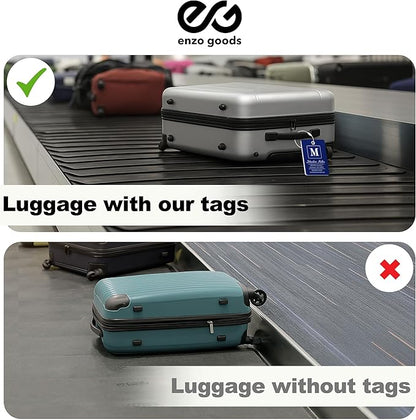 Personalized Luggage Tag | 6 Pack | Custom Luggage Tags for Suitcases | Kids Backpack Tag | 10 Color Options & Choose Font, Font Color