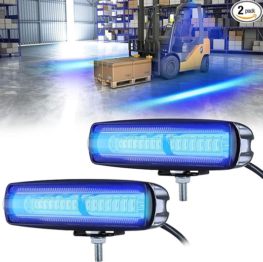 eTzone New 15 LED Forklift Safety Lights Blue 30W DC 12-80V Warehouse Warning Lights Truck Safety Lights Zone Warning Lights - 2 Pack