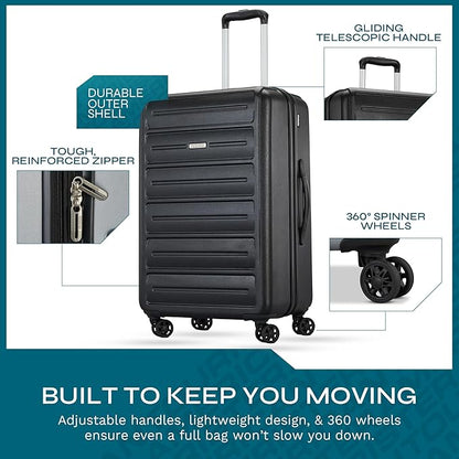American Tourister Westridge Hardshell Luggage Set - 3 Piece Set - 20" Carry-On, 24” & 28” Checked Luggage Set with 360° Spinner Wheels - Expandable Suitcases for Extended Travel - Black