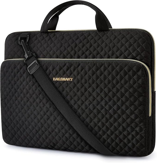 BAGSMART 15.6 Inch Laptop Sleeve Case Compatible with MacBook Pro 16 Inch,15.6 Inch HP,Dell,Acer Aspire,Asus Notebook, Protective Laptop Bag for Women with Shoulder Strap,Pocket,Handle, Black