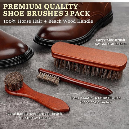 Shoe Shine Kit, Mens Gifts Ideas - 15PCS Shoe Polish Kit with Saddle Soap, Mink Oil, 3 Shoe Polishes, 3 Shoe Brushes and more, All-inclusive Leather Care Kit for Leather Shoe Boot Cleaning and Care
