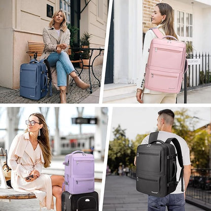 BALEINE Travel Backpack for Women Men, Large Sturdy Carry On Laptop Backpack Gifts for Business, Casual, Weekender, Hiking (XL, Pink)