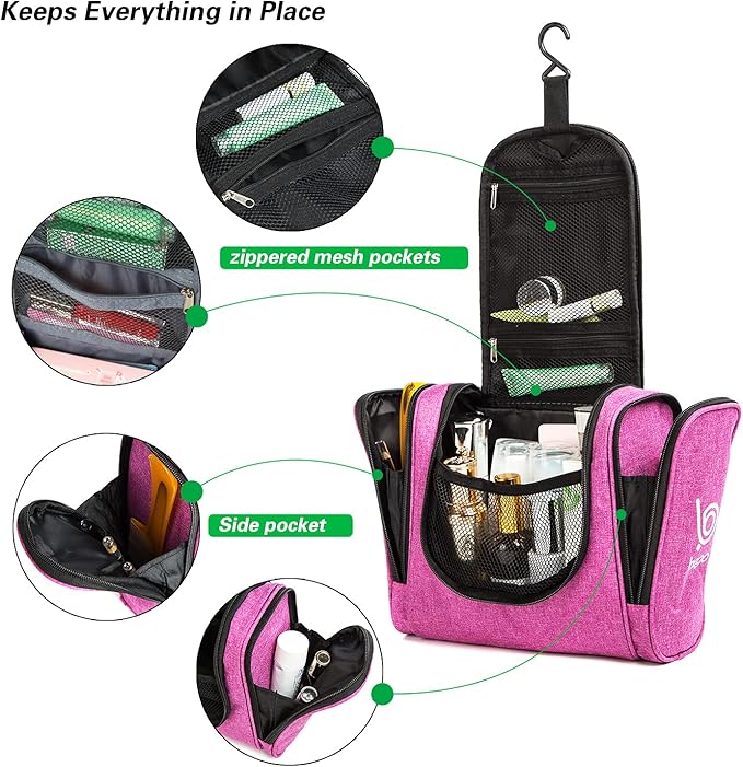 Bago Travel Toiletry Bag for Women and Men X-Large Waterproof Hanging Large Toiletry Bag for Bathroom and Travel Bag for Toiletries Organizer - Makeup Bag (SnowPink)
