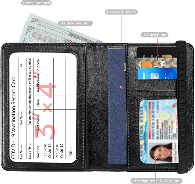 ILIYAH-Passport Cover-Passport Holder for Travel Women/Men Passport Wallet Case Travel Accessories Card Holder Wallet Unisex Travel Gifts(Black US)