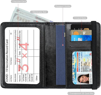 ILIYAH-Passport Cover-Passport Holder for Travel Women/Men Passport Wallet Case Travel Accessories Card Holder Wallet Unisex Travel Gifts(Black US)