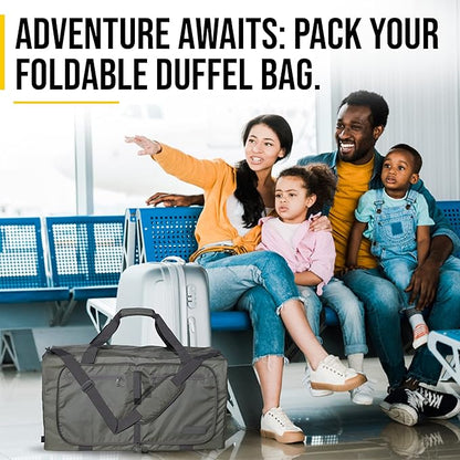 LEGEND 40L Foldable Duffle Bag for Travel - Packable Duffle Bags w/Shoe Compartment - Tear Resistant Collapsible Duffel Bags for Traveling - Lightweight Folding Duffel Bag for Men & Women -Army Green
