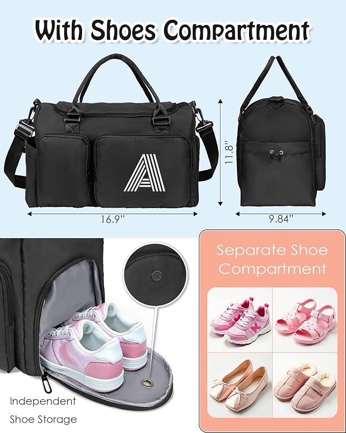 Girls Boys Birthday Gifts, Initial Travel Duffle Bag, Personalized Weekender Bag, Monogram Overnight Bag Gift for women,Birthday Gifts Personalized Gifts Bridesmaid Gifts