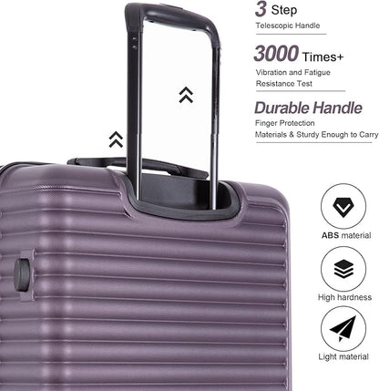 Travelhouse Luggage Sets, Expandable Hardside Suitcases 24in/28in, Carry on 20in,3 Piece Set Travel Luggages Clearance with Double Spinner Wheels TSA Lock Lightweight (Purple-85)