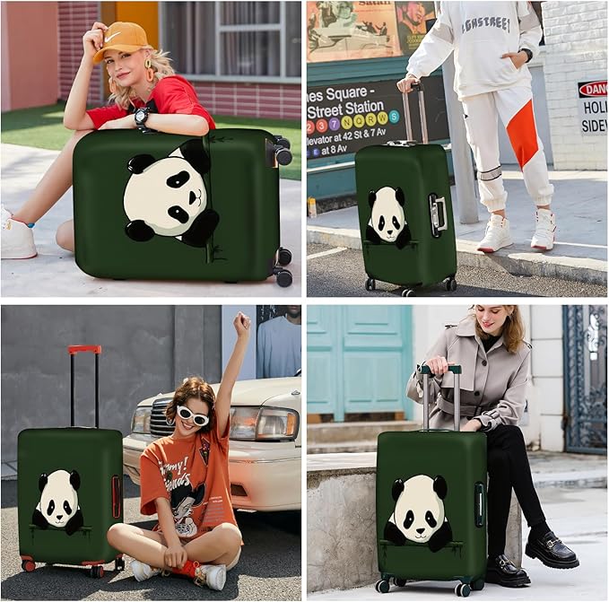 ANNA QUEEN Panda Luggage Cover, Cute Panda Design Suitcase Protector, Stretchable Washable Travel Sleeve for 32-34 Inch Luggage