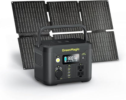 Portable Power Station 330W, Solar Powered Generator with Fast PD Output with 60W Solar Panel, 120V Pure Sine Wave AC Outlet Charging Lithium Battery for Outdoors Camping Travel Home Blackout