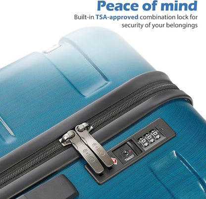 Coolife Luggage PC+ABS Hardshell Suitcase with TSA Lock, Spinner Carry On Lightweight (Caribbean Blue, 20in)