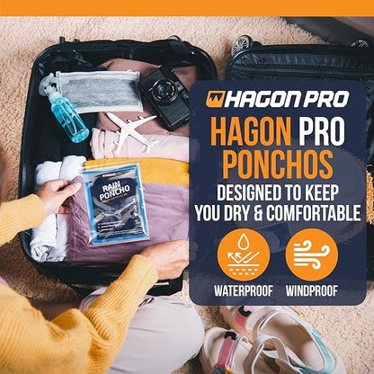 Hagon PRO Disposable Rain Ponchos for Adults (5 Pack)