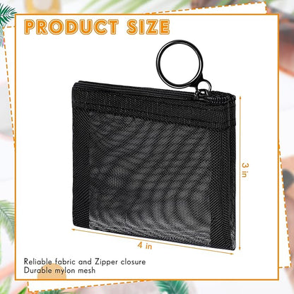 Jexine 30 Pieces Mini Zipper Mesh Bags Nylon Small Zipper Pouch Mini Pouch Portable Beauty Purse Mesh Coin Purse for Travel Home Keychain Holder Makeup Cosmetic Storage(4 x 3 Inches,Black)