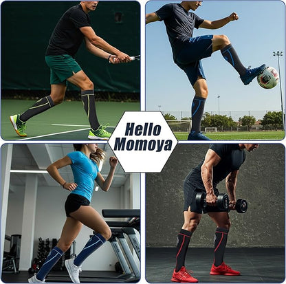 Compression Socks for Women Men Circulation Knee High 8 Pairs for Nurses, Running, Travel, Athletic