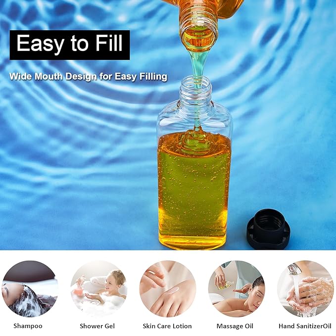 Travel Shampoo and Conditioner Bottles 7.7oz 9 Pack Leak Proof Squeeze Bottles with Flip Cap Refillable Containers Plastic Travel Bottle for Toiletries for Lotion Shampoo Conditioner