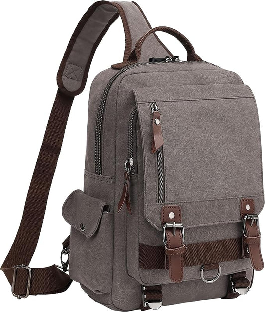 BASICPOWER Laptop Sling Bag for Men Women, Sling Backpack Crossbody Bag Fits 14 inch Computer with USB Port Anti-theft