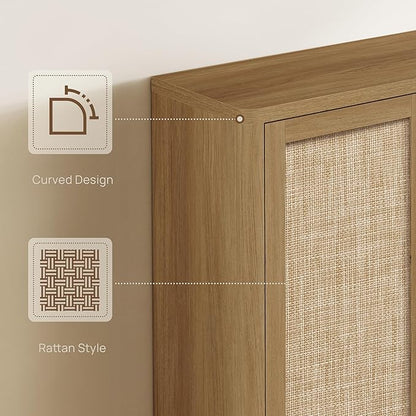 SICOTAS Rattan Shoe Storage Cabinet - Modular Shoe Cabinets with Door Tall Large Shoe Cabinet Storage for Entryway - 65.6" Wide Modular Cabinet for Hallway, Living Room