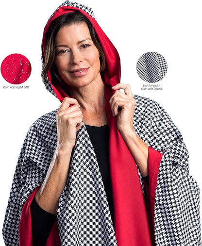RainCaper Womens Rain Cape Poncho Coat Jacket with Hood Reversible Gorgeous Ultrasoft