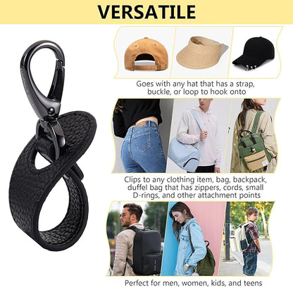 BAREFOOT CARIBOU Hat Clip for Travel, Hands-Free Bag, Backpack, Purse, and Hiking Gear Clip-on Holder Strap for Baseball, Snapback, and Ponytail Caps