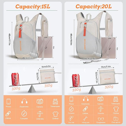 20L Small Hiking Backpack for Men Women Foldable Packable Back Pack Ultralight Hiking Daypack for Travel Camping Outdoor, Beige