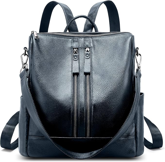 Genuine Leather Backpack Purse for Women: Fashion Ladies Convertible Backpack Designer Shoulder Handbag for Travel
