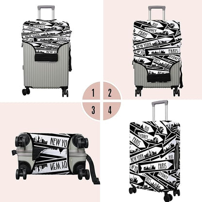 Travel Luggage Cover Suitcase Protector Fits 18-32 Inch Wheel Covers PatternedTravel Related Items Flower Luggage Protector Elastic S