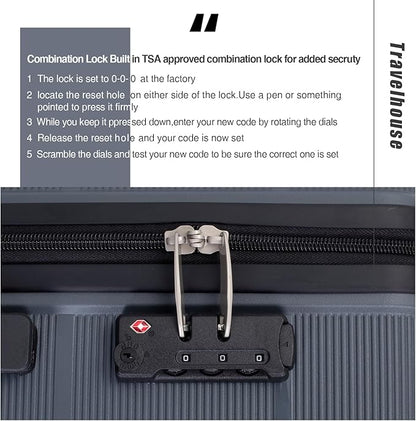 Luggage 3 Piece Sets Suitcase Set with Double Spinner Wheels, Lightweight Carry On Hardside Travel Luggage with TSA Lock, (20/24/28) (Gray)