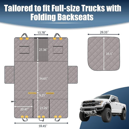 Dog Car Seat Cover for Back Seat, Hard Bottom Car Seat Cover with Door Protector for Full-Size Crewcab Trucks, Scratch-Resistant, Waterproof Back Seat Extender for Dogs