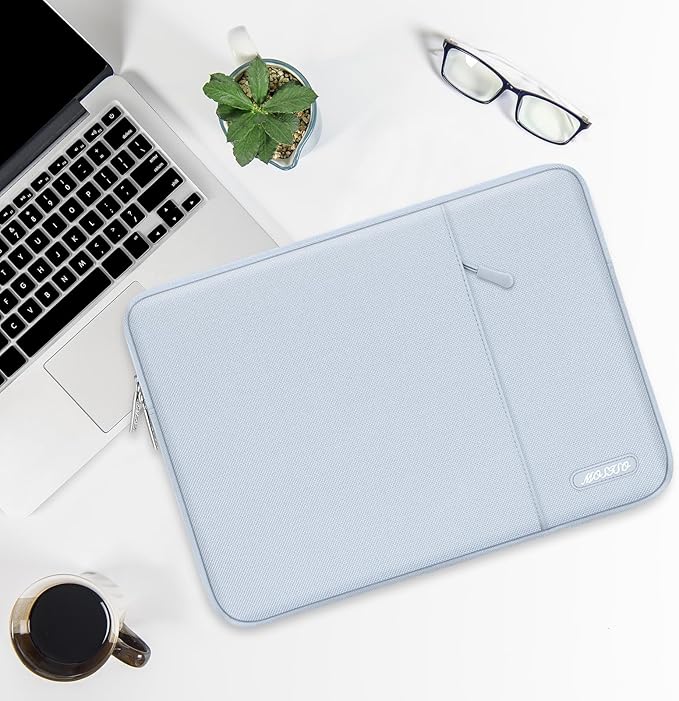 MOSISO Laptop Case 14 inch, 14 inch Laptop Sleeve Compatible with HP Lenovo Dell ASUS Acer, HP Stream, Dell Latitude, Lenovo IdeaPad, Polyester Vertical Computer Sleeve Bag with Pocket, Baby Blue