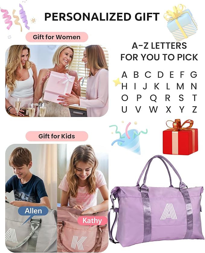 Gifts for Friends Female Mom, Initial Travel Duffel Bag, Gym Bag, Duffel Bag,Personalized Weekender Bag，Friend Wedding Girlfriend Birthday Gifts for Women Gifts for Teen Girls (Letter Y)