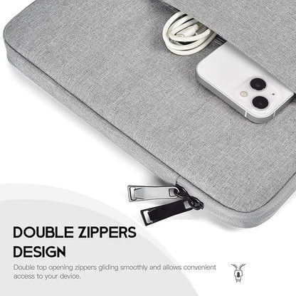 Laptop Sleeve Case 15.6 16 inch, Shockproof Protective Computer Carrying Cover with Accessory Pocket, Water-Resistant Travel Laptop Bag for HP, Dell, Lenovo, Acer, ASUS, Chromebook -Grey