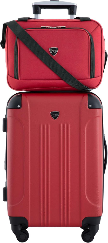 Travelers Club Chicago Hardside Expandable Spinner Luggage, Red, 5 Piece Set