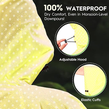 Bruvoalon 3-in-1 Rain Poncho with 1/4 Zip & Chest Pocket, Waterproof, Sunshade, Ground Mat for Adults & Youth Emergency