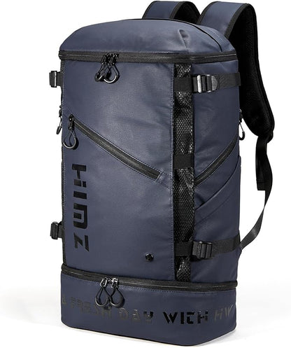 Waterproof Camping Backpack with Lunch Compartment, Mens Backpack Insulated for Work, 17 inch Laptop Bag, Carry On Backpacks for Airplane Beach Travel, Blue