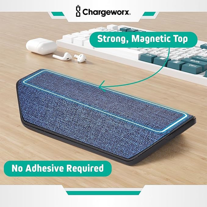 CHARGEWORX Magnetic Cable Organizer – 4 Pack - Weighted Non-Adhesive Cord Holder with 3 Magnetic Clips for USB-C, Lightning & MagSafe Cables – Desk, Office & Nightstand Cable Management